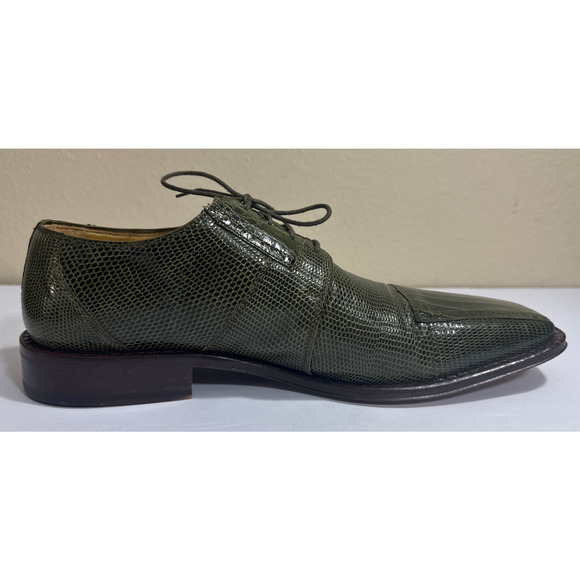 EUC David Eden Stan Genuine Crocodile Olive Green Square Toe Dress Shoe Size 10 main image 9